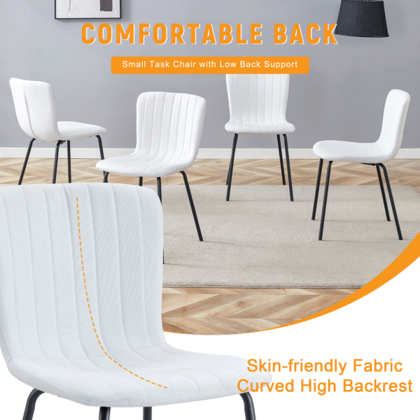 Luxury Minimalist Chairs - A set of 4 high quality dining chairs with black metal legs. The integral metal leg structure is suitable for various interior decoration styles.