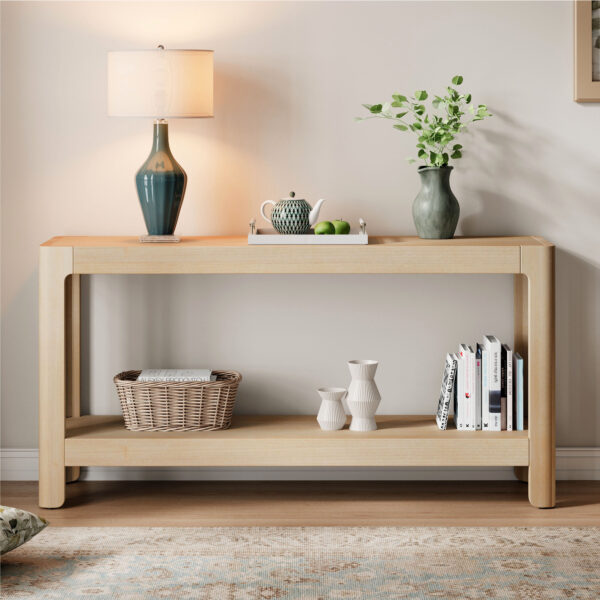 Mirod Modern Farmhouse Console Table,Elegant Minimalist Design with Premium Wood Veneer and Rounded Corners