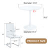 Table and chair set.Hourglass-Shaped Stable Small Round Table -31.9" * 31.9" With 2 Soft and Comfortable White PU Chair With Arched Metal Silver Leg.Create Your Exclusive Low-Key Luxury Space.