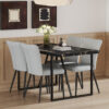Table and chair set.Modern Black Marble Pattern MDF Dining Set - 55"x31.4"with 4 Light Gray PU chairs with a vertical stripe design on the backrest.Suitable for kitchen,Dining room,etc