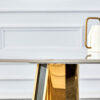 63"x31.5x30" Luxurious Snow Mountain Stone Slab Dining Table with Golden Stainless Steel Butterfly Legs.The tabletop is designed to be scratch and heat resistant.Slabs Tabletop,