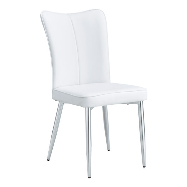 395d1681410d4ba599cab2080ee31566_20231018_26a8cabcfecc0e01d6337df56d65cce3 Modern minimalist dining chairs, office chairs. 4-piece set of white PU seats with silver metal legs. Suitable for restaurants, living rooms, and offices. C-008