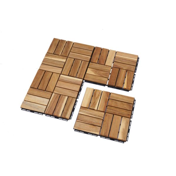 30 PCS Interlocking Deck Tiles Checker Pattern, 12" x 12" Square Yellow Acacia Hardwood Outdoor Flooring for Patio, Bancony, Pool Side,...