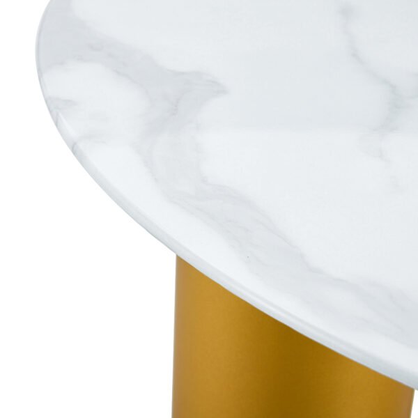 Round white dining table, artificial marble glass stickers, golden MDF legs, kitchen dining table, living room dining table 40 "* 40" * 29.4 "F-X03