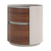 MDF ITALIAN RETRO DOUBLE STORAGE ROUND SIDE TABLE, GRAY BROWN COLOR