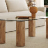Glass-Top Coffee Table,tea table, with MDF Legs - Stylish Blend of Elegance and Durability 44.9"*21.7"*16.9"