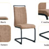 Table and chair set.67"x36" Wood-Textured MDF Dining Table Set with 4 Brown Fabric Chairs.MDF sticker,Wood colored texture sticker,Black C-tube dining chair legs,Suitable for kitchen,Dining room,etc.