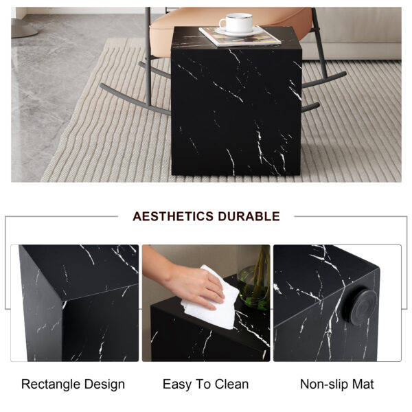 39a4c0bc29af46c0bb80a753f5d24d97_28669cee3a394001a5ec16ac9a2be03c 15.7*15.7*15.7 Inch Black Marble Texture MDF Coffee Table - Luxurious Design, Perfect Living Room Accent.Cube fashion texture design coffee table, suitable for various situations and scenes.