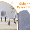 Luxury Simple Chair - Set of 4 Light Gray Linen-Cotton Material High Resilience Dining Chair with Metal Black Leg.Integral metal leg architecture,Suitable for various interior decoration styles.