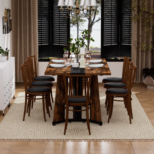 70.9"Rectangular Large Dining Table, Waterproof Large Desk for 8 People, Deluxe Family Dining Table with Adjustable Legs for Kitchen,Living Room,Office, Rustic Brown,70.9''W x 35.4''D x 30.3''H
