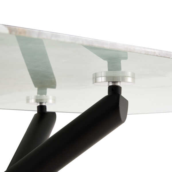 3a2430b226214bf08d2a0831c257efbb_20230613_69a456d6ff354822672d461da31ad2f1 Large rectangular imitation marble dining table, 6-8 seats, 0.39 "black artificial marble countertop, smooth chrome legs, Sleek Chrome Legs. Perfect for Kitchen, Dining, Living, Meeting, Banquet 1537