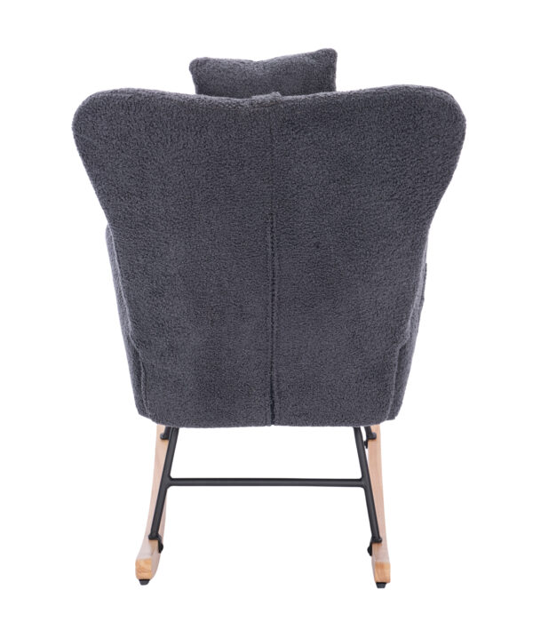 Teddy Upholstered Nursery Rocking Chair for Living Room Bedroom(DARK GREY Teddy)