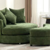 Orisfur. 360° Swivel Accent Barrel Chair with Storage Ottoman & 4 Pillows, Modern Chenille Leisure Chair Round Accent for Living Room, Green