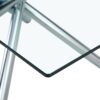 Large Modern Minimalist Rectangular Glass Dining Table for 4-8 people with 0.39" Tempered Glass Tabletop and Silver Metal Legs, for Kitchen, Living Meeting Room .71*35.4*30.W1151S01472