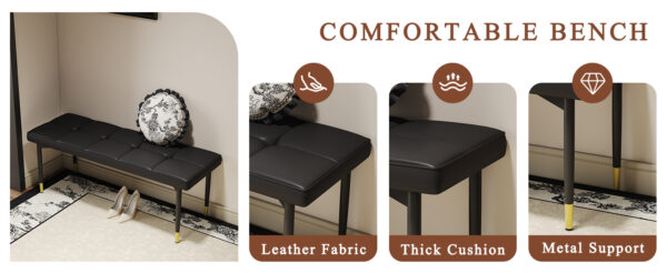 3a7527ef8da84090afb7f95a58ed0b50_751cafbbd705cd5d45307cfaa2c53a0d Table and chair set.Modern Black Marble Pattern MDF Dining Table Set - 55"x31.4" with 4 Extended Seat Cushion PU Dining Chairs and 1 Bench,A Choice of Subtle Luxury for Modern Homes.