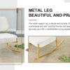 Teddy suede material cushioned rocking chair, unique rocking chair, cushioned seat, white rocking chair with backrest and golden metal legs. Comfortable side chairs in living room, bedroom, office