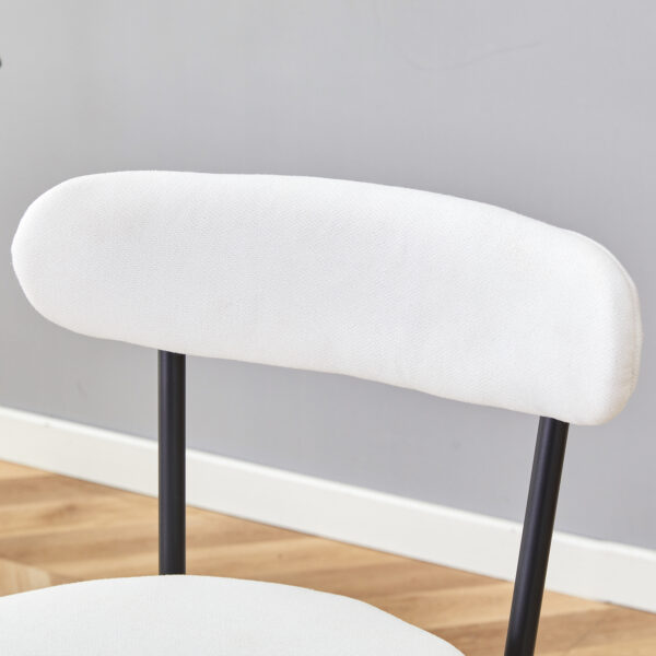 Fashionable and Comfortable - Two Sets of Ergonomic High Legged Bar Chairs,With White Fabric Cushions And a Total Height Of 35.5 Inches.Black And White Classic Color Scheme, Fashionable And Versatile.