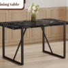Industrial rectangular MDF black dining table for 4-6 people with 1.5 inch thick MDF top and black metal legs for work desk, kitchen, terrace, dining room.55*31.4