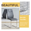 Table and chair set.63"x31.5x30" Luxurious Pandora patterned Sintered Stone Tabletop with Silver Stainless Steel Butterfly Legs.Paried With 4 Dark Gray High-quality PU Chairs With Arched Metal Legs.