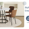 Table and chair set.A Modern Minimalist Circular Dining Table With A Diameter Of 33.3 Inches.Paired With 4 High Quality Brown Dining Chairs Made Of Technology-Fabric.Iron pipe spraying Legs.