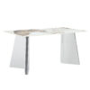63"x31.5x30" Pandora Patterned Rock Slab Dining Table with Silver Stainless Steel Butterfly Legs.The tabletop is designed to be scratch and heat resistant.Slabs Tabletop,Stainless Steels Legs.