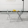 Large Modern Rectangular Glass Dining Table for 6-8 with 0.39" Tempered Glass Tabletop and Silver Chrome Metal Legs, for Kitchen.Tempered Glass Tabletop,Double Fork Metal Legs.W1151S03321