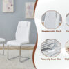 Table and chair set.63*31.4 Inch Pandora Patterned Sintered Stone Dining Table Set - 6 White Chairs With Silver Metal Legs.Modern Light Luxury.Perfect For Dinner Room,Meeting Room,Kitchen,etc.
