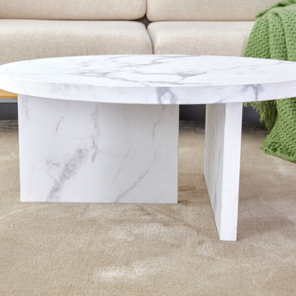 3b3f2c743c714201972d6189bae32cdc_20240123_db48b903ae27d8e869362827213b68a4 A white MDF material circular patterned coffee table, a 31.4-inch white center table, modern coffee table, suitable for small spaces and living rooms.