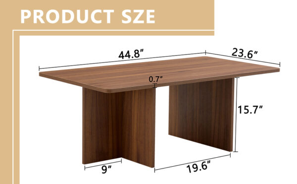 3bb185ee68104c8fbd83437ce4e3421e_837638d731a1a111ebbb1b0d6f423a42 44.8 Inch Walnut Wood Grain MDF Coffee Table - Modern Luxury, Stable Triangular Support.The coffee table is made of medium density fiberboard material and is suitable for living rooms, bedrooms,etc.