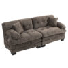 Two-seat Sectional Sofa Modular Deep Seat Sofa Couch Chenille Sofa Sleeper Comfy Upholstered Furniture for Living Room Apartment Studio Office-Gray