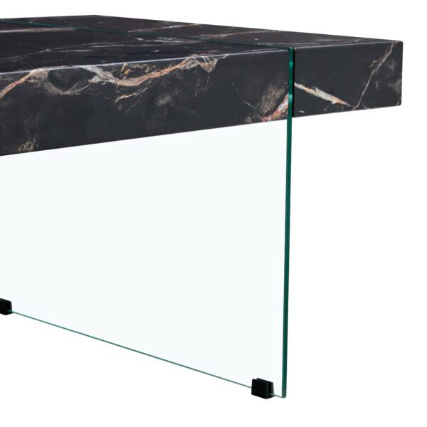 3bd65817c5184b85af797f0453e64507_02a748334e336dd1f7f56fe94a32c525 43.3"x23.6" Black Marble-Patterned MDF Coffee Table with Tempered glass legs.Suitable for Living Room.It can be used not only as a coffee table but also as a side table or display stand.