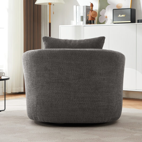 360° Swivel Chair, 38.2" Accent Chair Sofa, Upholstered Swivel Barrel Sofa Chair with a Throw Pillow for Living Room, Bedroom, Office and Hotel, Grey