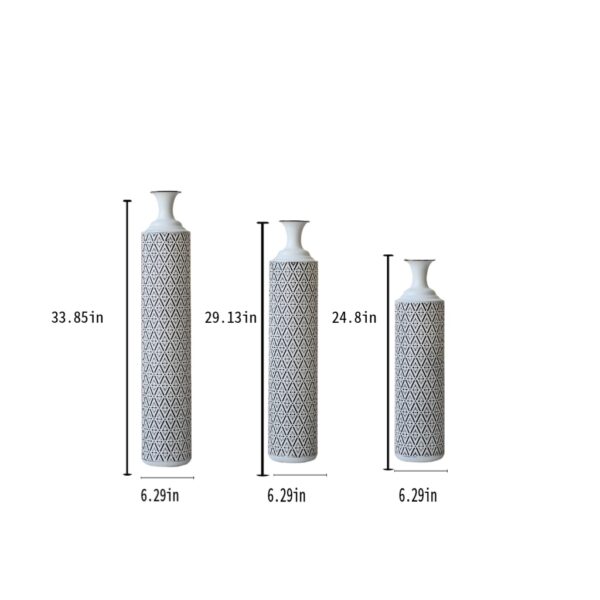 3c2590a696464adba6b047ea85180b37_3245473ed2713a996975c7d7d4dfe7d2 Floor Metal Vases Decorated White Metal vases Set of 3 gorgeous home decoration large glazed metal vases 24in/28.7in/33.5in height