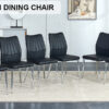 6 black dining chairs. Modern chairs from the Middle Ages. Made of PU material cushion and silver metal legs. Suitable for restaurants and living rooms