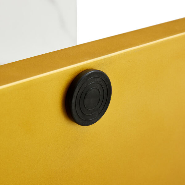 A modern minimalist style foyer table with white tabletop, gold bracket, and bottom plate, enhancing the beauty and artistic atmosphere of the home, suitable for the foyer FXG