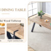 Table and chair set.63"x35.4" Wood-Textured MDF Dining Table with Black A-Frame Legs.Paired with 4 Brown Technology Fabric Round Corner Dining Chair.Density Board Sticker,Iron Pipe Spraying,