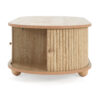 MDF ELEGANT LONG OVAL STORAGE SIDE TABLE WITH RETRO CHARM, NATURAL COLOR