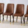 Brown Suede-like Velvet Dining Chair Set (Four-Pack)Black Metal legs,dinning chairs,brown.
