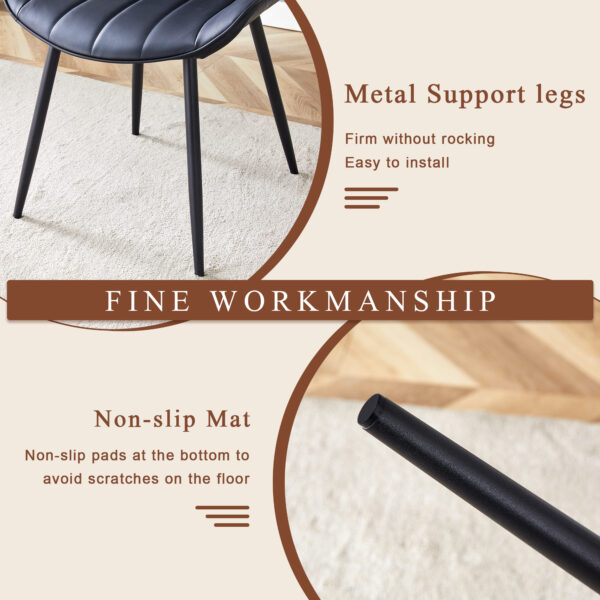 3c9548b604a249de9998649917aabf2c_9dededeb6a4a9317bfcddaebeb3948c9 Table and chair set.Modern Black Marble Pattern MDF Dining Table Set - 55"x31.4" with 4 Extended Seat Cushion PU Dining Chairs.Black Cushion.Iron Pipe Spraying Chair Legs.