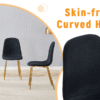 Luxury Simple Chair - Set of 4 BLACK Linen-Cotton Material High Resilience Dining Chair with Metal Golden Leg.Integral metal leg architecture,Suitable for various interior decoration styles.