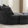 Orisfur. 360° Swivel Accent Barrel Chair with Storage Ottoman & 4 Pillows, Modern Chenille Leisure Chair Round Accent for Living Room, Gray