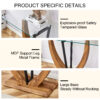 Modern minimalist rectangular glass table with 0.39 "tempered glass top and MDF wood grain sticker legs, suitable for entrance and living room.