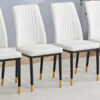 4 Dining Chair Set, White Dining Chair Set, PU Material High Back Seat and Sturdy Black Leg Chair for Dining Room, Kitchen and Living Room c-010