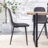 Dining Chairs Set of 4, Modern Mid-Century Style Dining Kitchen Room Upholstered Side Chairs. Accent Chairs with Soft Linen Fabric Cover Cushion Seat and Black Metal Legs.W115149080.