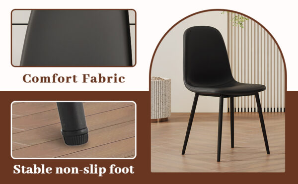 3d6ff53b9a154ec89e4b8895fdeced66_d66b5e30334d5c74d3a841a903cdd097 Table and chair set.Modern Black Marble Pattern MDF Dining Set - 55"x31.4" with 4 Cat Claw PU Chairs.Modern Mid-Century Style Upholstered Side Chairs,Spoon Shaped Chairs.Four Chairs per Box.