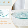 Double layer rotatable round glass.The rotatable design makes it more convenient to retrieve and place items.The upper glass has a diameter of 20 inches, while the lower glass15 inches.