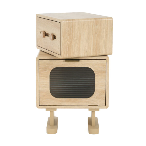 3d7ed9c9e017482cb39ab8c6187f7169_41011e5c2a902c3d90695d2a9e1e59b9 MDF CREATIVE ROTATABLE ROBOT STORAGE SIDE TABLE, NATURAL COLOR
