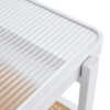 Modern minimalist white double layered solid wood coffee table. Glass tabletop, imitation rattan  edge table. Rectangular table suitable for living room, dining room, and bedroom