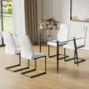Modern minimalist rectangular transparent tempered glass dining table, 0.4 inches thick, black metal legs, suitable for kitchen, dining room, and living room 63 "* 35.4" * 30 " DT-1544