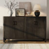 Mirod Farmhouse Style 4-Door Cabinet with Natural Finish, A Rustic Accent for Entryways or Small Spaces